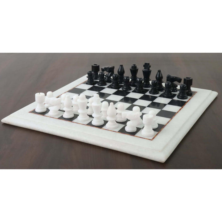 Set di scacchi e scacchiere in pietra di marmo - Nero e bianco - 12" - Regalo intagliato a mano