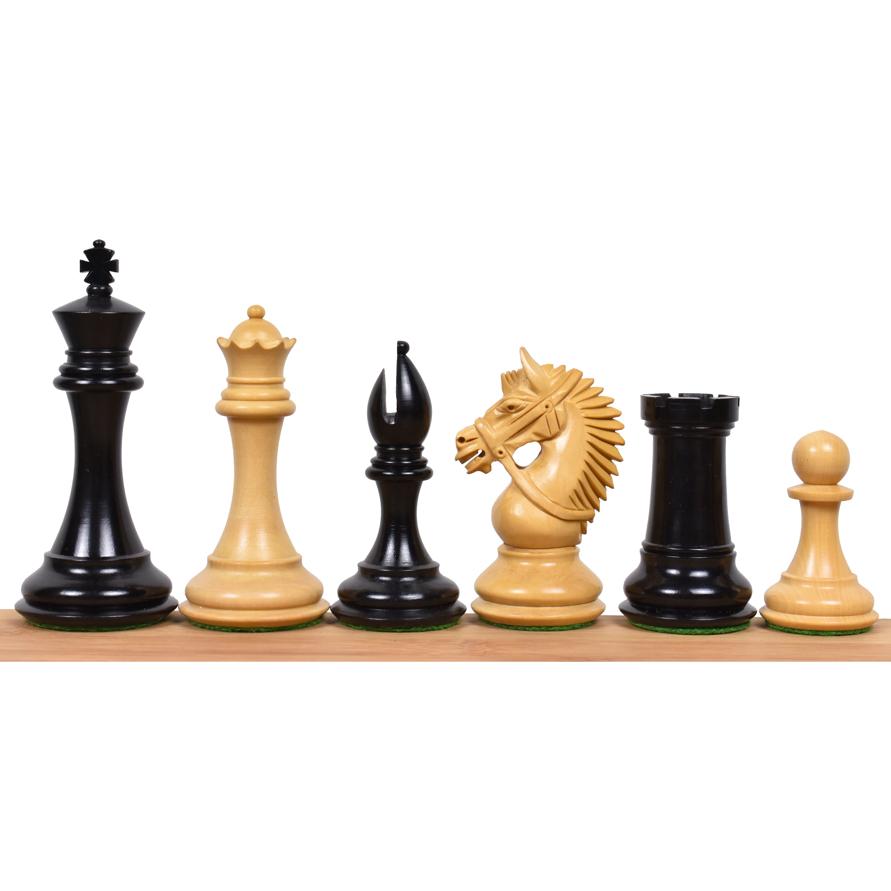4.2" American Staunton Luxury Ebony Wood Chess Pieces with 21" Inlaid Ebony & Maple Wood Chess board and Leatherette Coffer Storage Box
