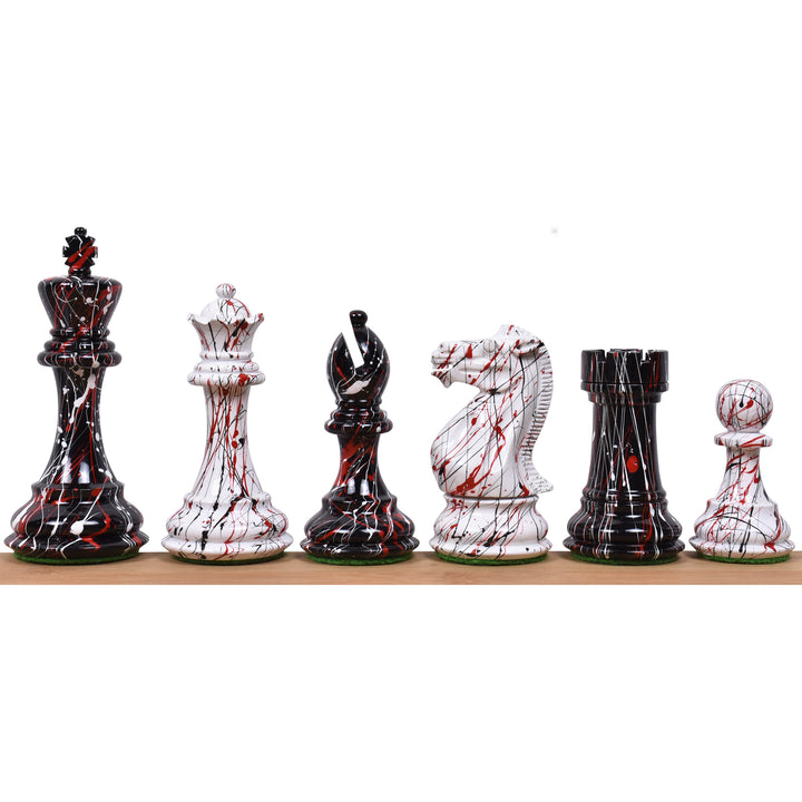 Piezas de ajedrez de madera de boj Staunton pintadas con textura de 4,1" con tablero de madera maciza de ébano y arce de 17,7" y caja para guardar cofres de polipiel