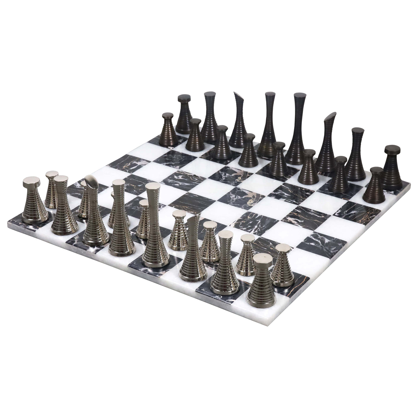 angst dienblad partij Combo Chess Set of 3.9" Modern Chess Pieces + 15" Black Marble Chessboard –  royalchessmall