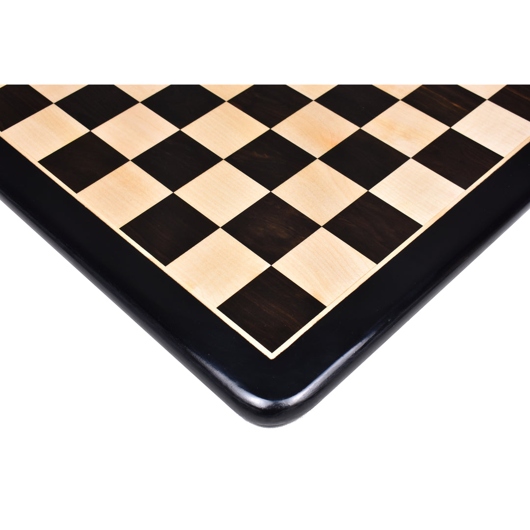 Piezas de ajedrez profesionales de madera de boj ebonizada Staunton de 3,6" con tablero de ajedrez de madera de ébano y arce con incrustaciones de 19" y caja para guardar piezas de ajedrez de palisandro dorado.