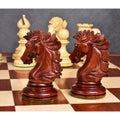 Detailed profiles of two handcrafted bud rosewood knights from the luxury Alexandria Staunton collection.