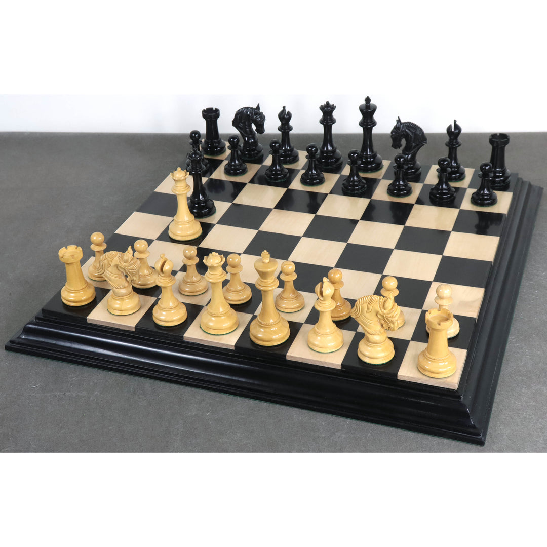 Jeu d'échecs 4.5" Imperator Luxury Staunton légèrement imparfait - Pièces d'échecs uniquement - Bois d'ébène - Poids triple