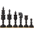 Hand carved Lotus series chess pieces crafted from premium weighted ebony wood.