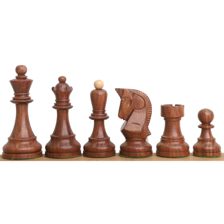 Jeu d'échecs Bobby Fischer 3.7" Dubrovnik Golden Rosewood légèrement imparfait, reproduit en 1950 - Pièces d'échecs uniquement