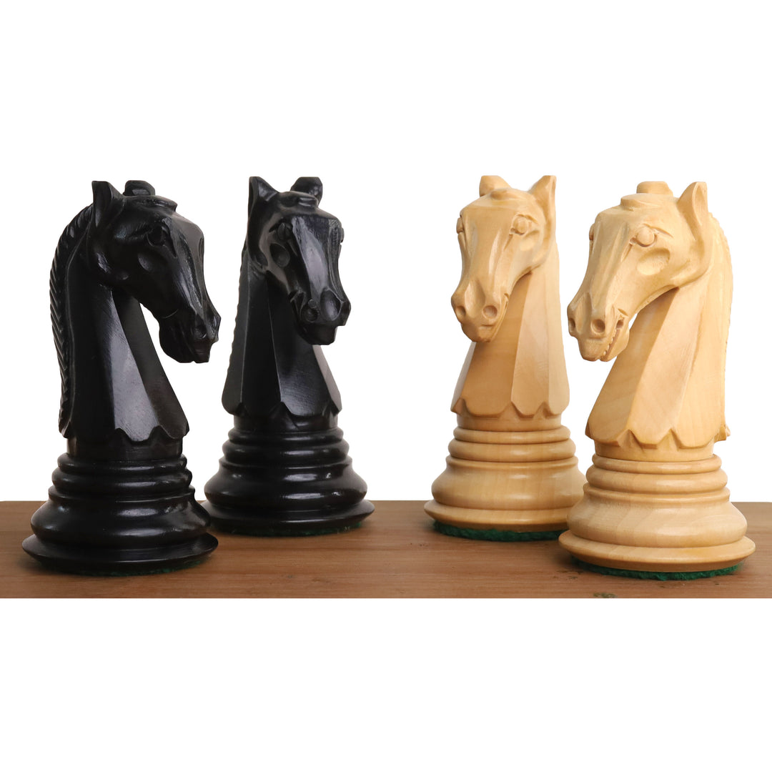 Set di scacchi New Columbian Staunton da 3,9" - Solo pezzi di scacchi - Legno d'ebano - Doppio peso