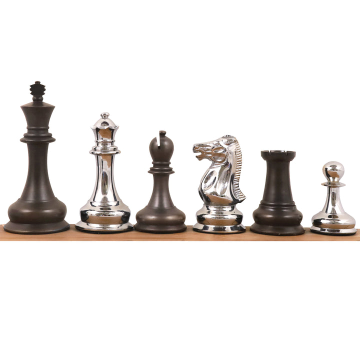 4,5" Jacques Staunton 1849 - Set di scacchi in metallo di lusso - Solo pezzi di scacchi - Argento e grigio - Regine extra