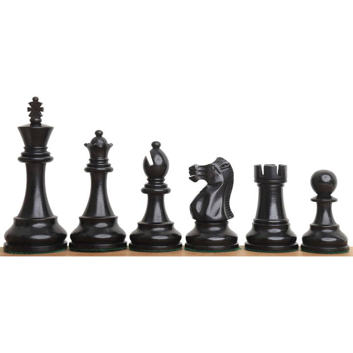 Jeu de pièces d'échecs en bois 4.1" New Classic Staunton - Buis Ebonisé pondéré