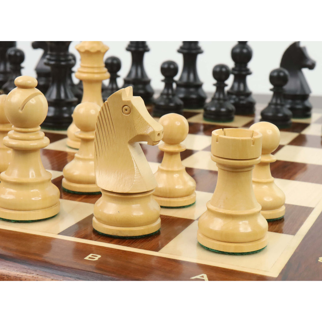 Jeu d'échecs de championnat 3.9" Combo -Pièces en buis ébénisé avec échiquier et boîte