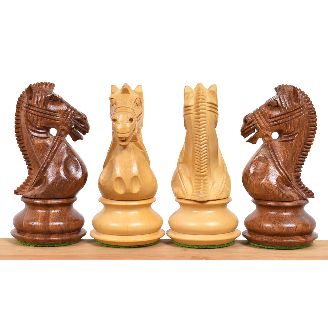 4,2" Højeste Luksus Sheesham træ vægtet skaksæt - kun skakbrikker - Ekstra dronninger