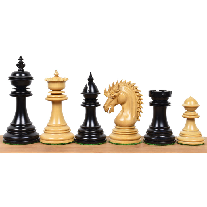 Kombo zestaw szachów Dragona 4,4" Luksusowy  Staunton - figury z drewna hebanowego z planszą i pudełkiem