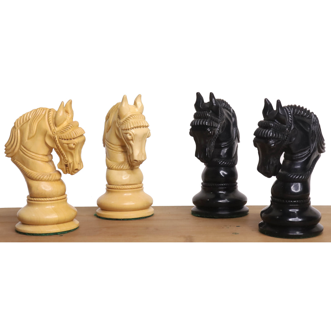 Jeu d'échecs 4.5" Imperator Luxury Combo - Pièces d'échecs et échiquier de Staunton - Bois d'ébène