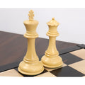 Boxwood king and queen pieces from the triple weight luxury Staunton chess pieces set displayed together.