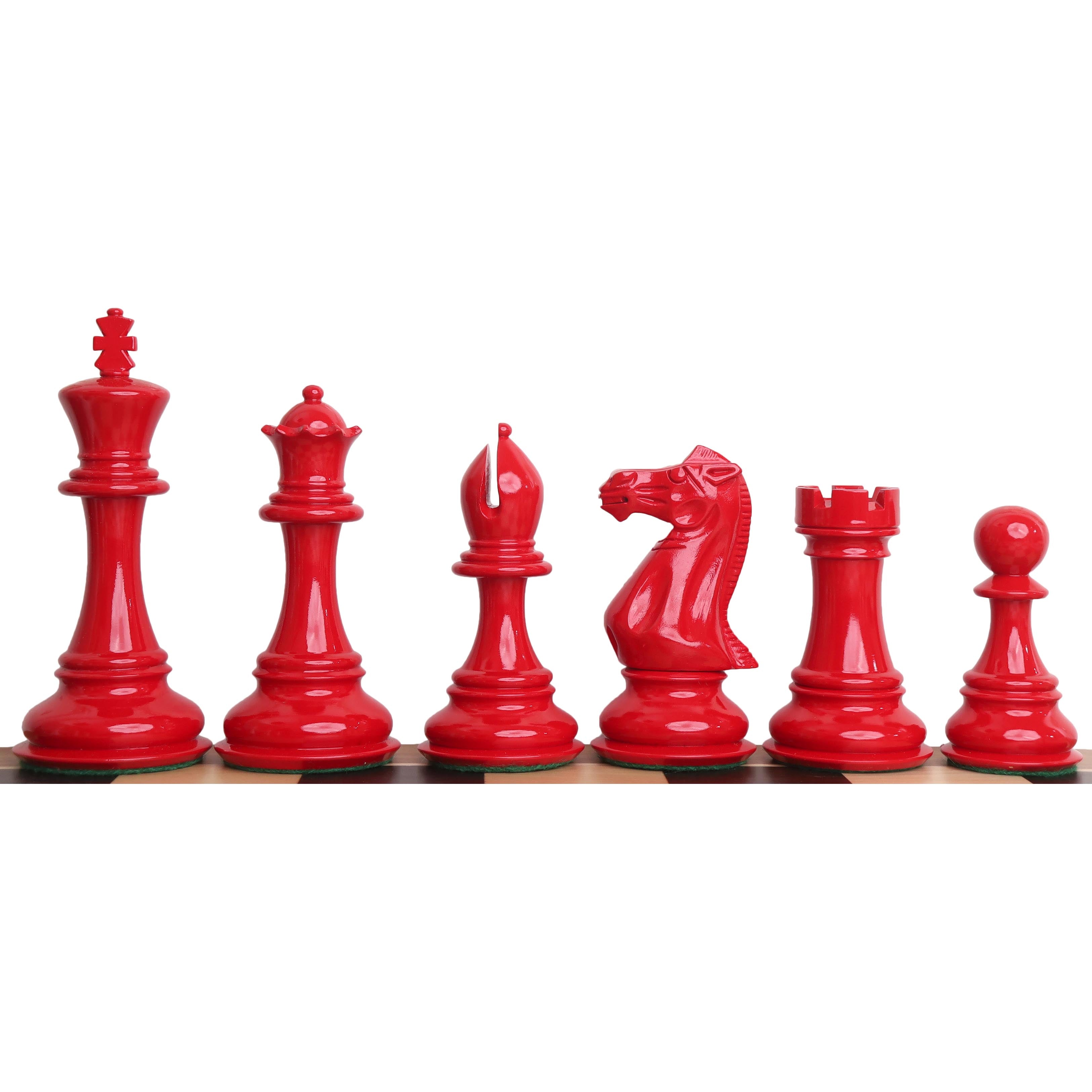 6.3" Jumbo Pro Staunton Luxury Chess Set- Chess Pieces Only - Red & White Lacquered