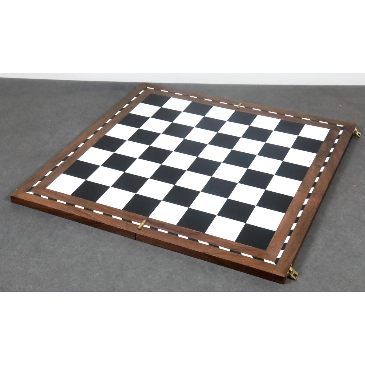 Full view of the 21-inch Library wooden folding chess board with 55mm squares in Golden Rosewood.