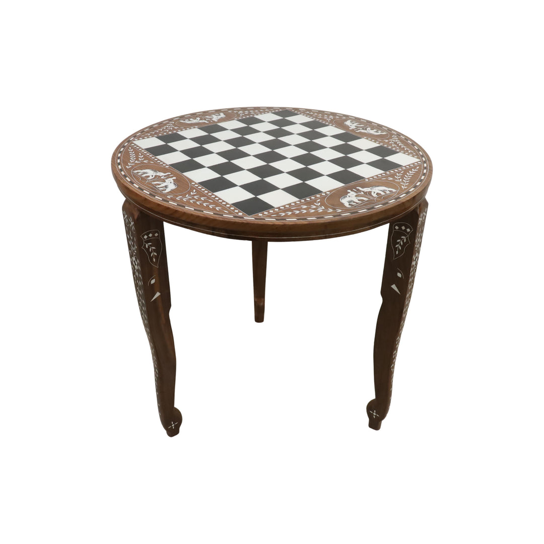 24" Boutique Table d'échecs ronde de luxe -25" Haut - Palissandre doré et acrylique