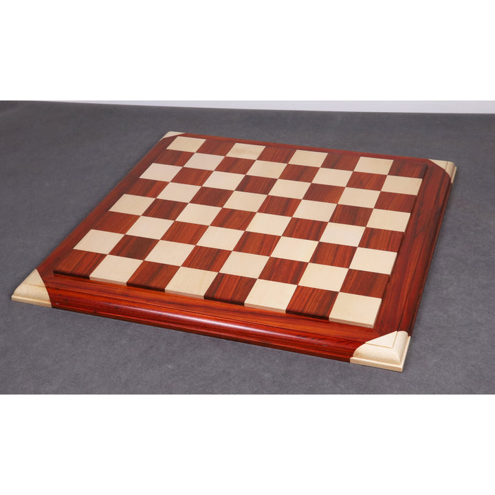 4,2" amerikanische Staunton Luxus Budrose Holz Schachfiguren mit 21" Bud Rosenholz & Ahorn Holz Luxus Schachbrett und Kunstlederkoffer Aufbewahrungsbox