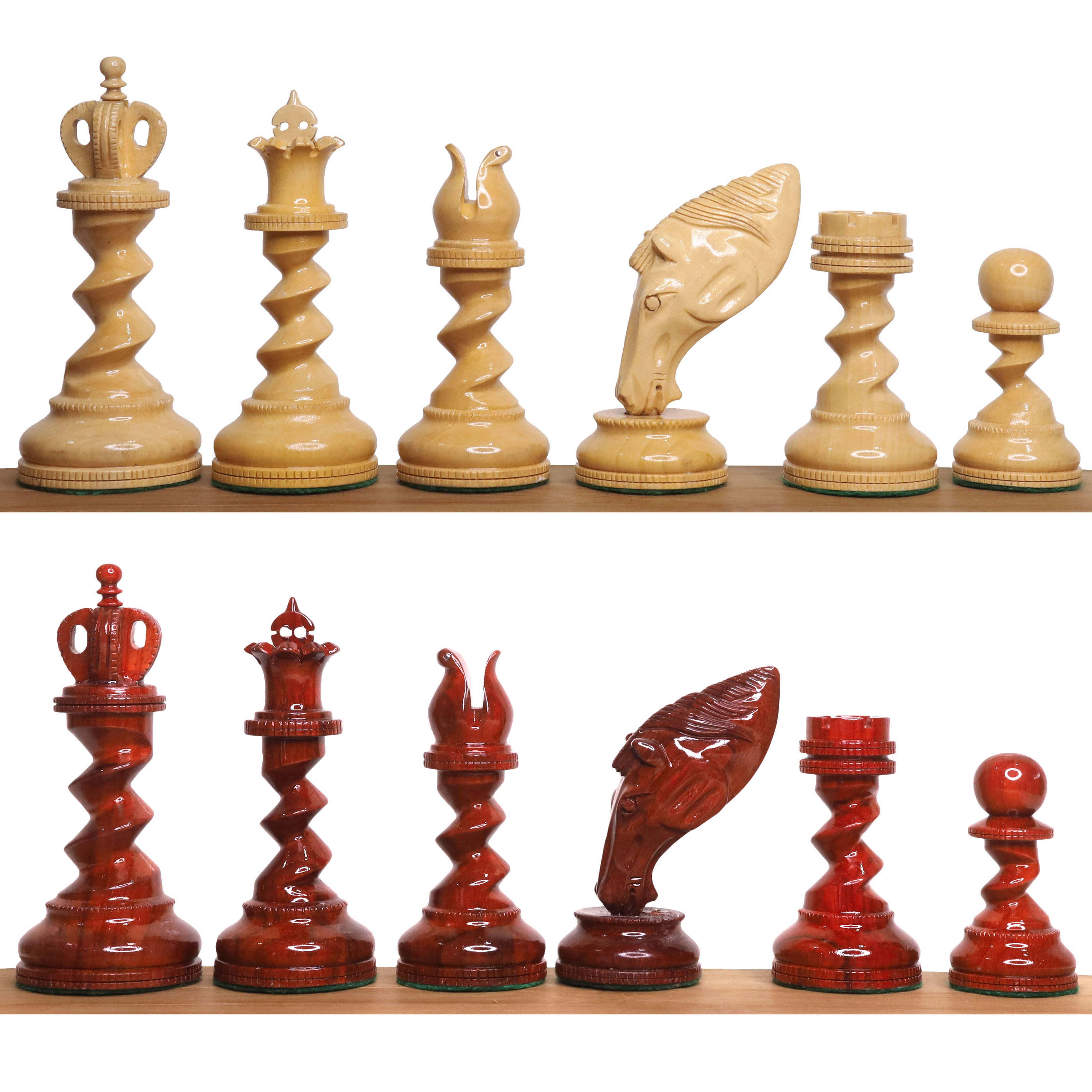 4.3" Grazing Knight Luxury Staunton Chess Pieces Only Set-Lacquered Bud Rosewood