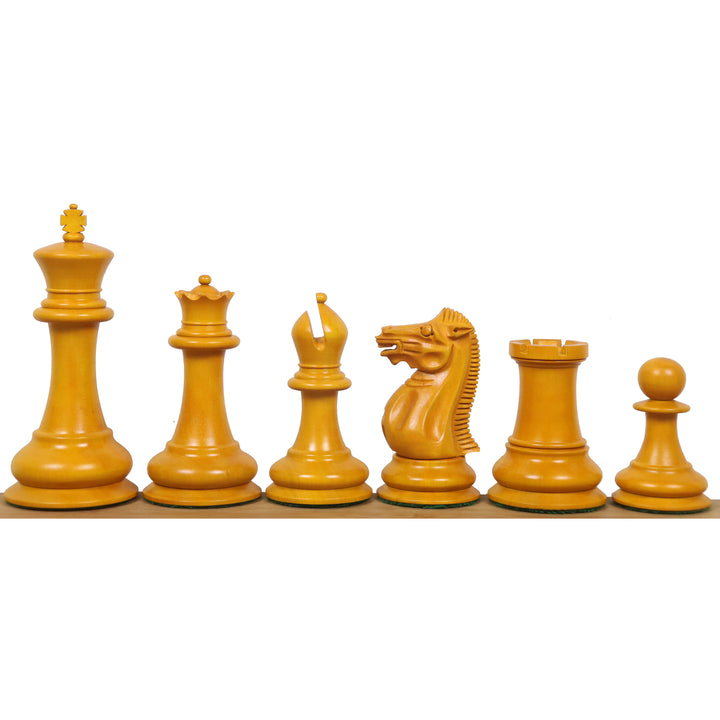 Slightly Imperfect 4.5" Reproduced 1849 Staunton Chess Set - Chess Pieces Only- Antiqued Boxwood & Ebony