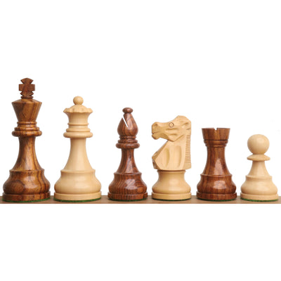 French Lardy Staunton Chess Pieces Set - Weighted Golden Rose Wood