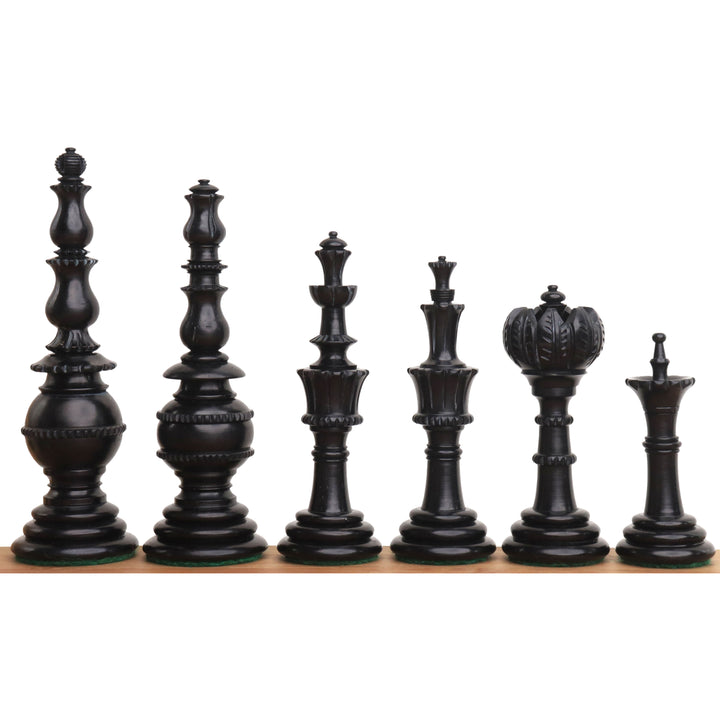 4,6″ Türkischer Turm Pre-Staunton Schachspiel - Nur Schachfiguren - Schwarz & Weiß Kamelknochen