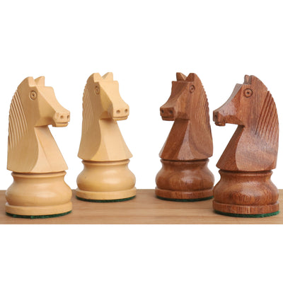 3.9" Tournament Chess Set- Chess Pieces Only - Golden Rosewood with Extra Queens