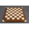 Top-down full view of a 21-inch Golden Rosewood and Maple wood chessboard with a 55mm square size.