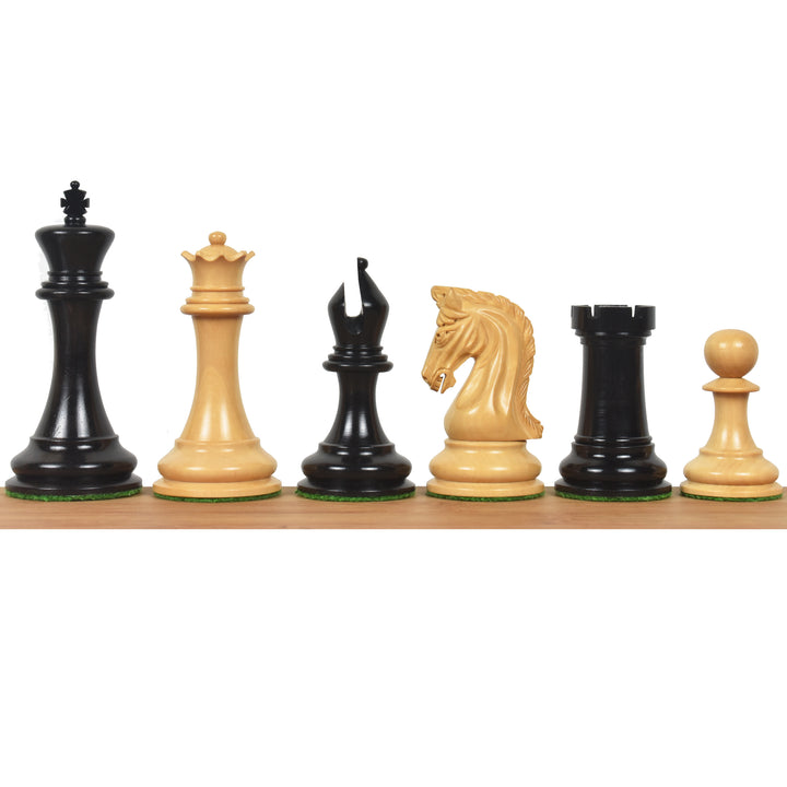 Reproduction légèrement imparfaite du jeu d'échecs Sinquefield Staunton 2016 - Pièces d'échecs uniquement - Bois d'ébène - Poids triple