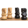 Detailed carving of the Russian Zagreb knights in weighted ebonised and natural boxwood.