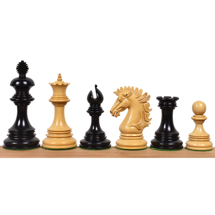 Jeu d'échecs Alexandria Luxe Staunton légèrement imparfait - Pièces d'échecs uniquement - Triple lestage - Bois d'ébène