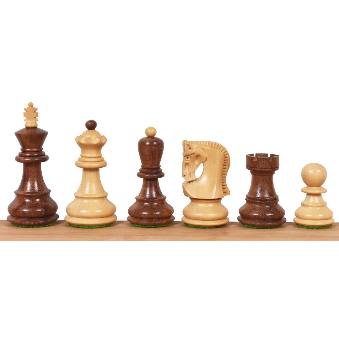 Zestaw szachowy 2,6″ Rosyjskie Zagrzeb - tylko figury  szachy - ważone Złote Drewno Różane i bukszpan