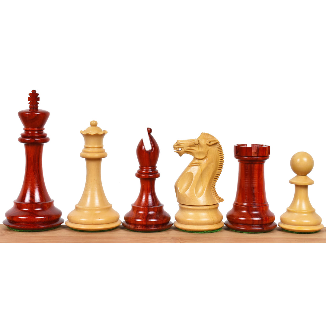 4" Sleek Staunton Luxus Schach Knospe Rose Holz Figuren mit 17,7" Borderless Knospe Palisander & Ahorn Holz Schachbrett und Golden Rosewood Schachfiguren Aufbewahrungsbox