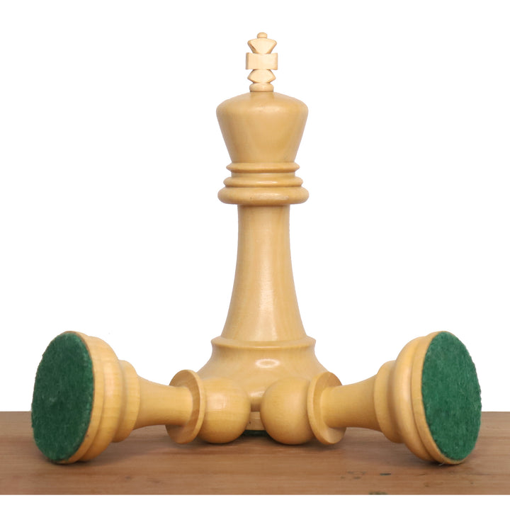 Slightly Imperfect Leningrad Staunton Chess Set - Chess Pieces Only - Golden Rosewood & Boxwood - 4" King