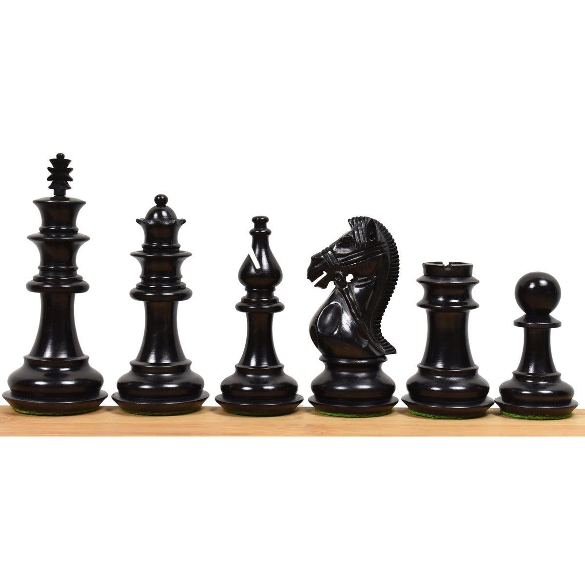 Full set of 4.2 inch Supreme Luxury Staunton pieces in black boxwood.
