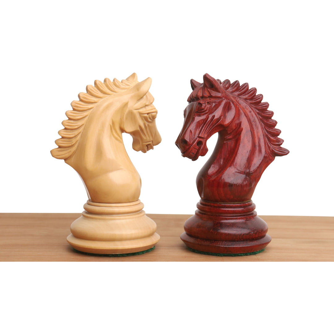 4,5” zestaw szachów Tilted Knight Luksusowe Staunton - tylko szachy - Pączek Drewno Różane i bukszpan
