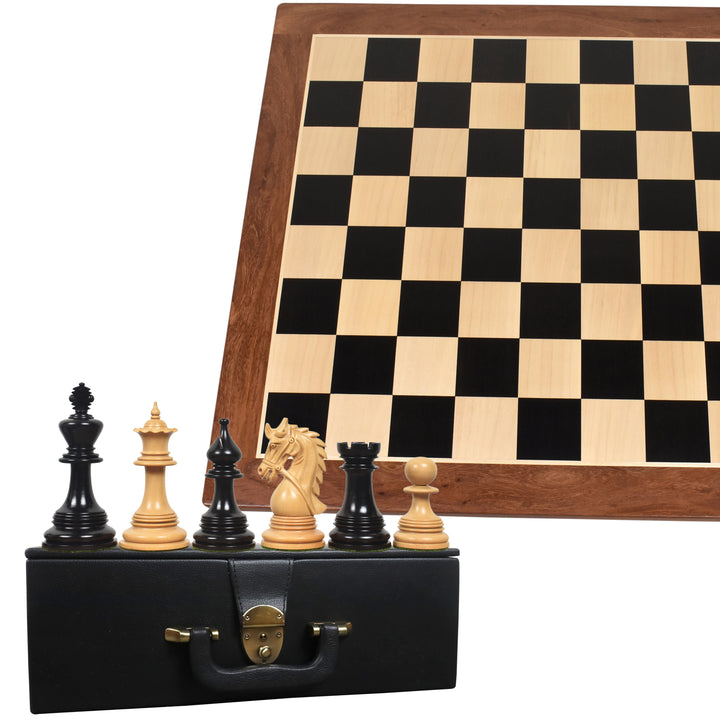 Combo di Napoleon Luxury Staunton Triple Weighted Chess Set - Pezzi in legno d'ebano con scacchiera da 23 pollici e scatola di stoccaggio
