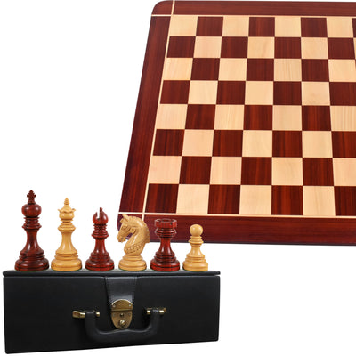 Combo of 4.1″ Stallion Staunton Luxury Bud Rose Wood Chess Pieces with 23" Chessboard and Storage Box