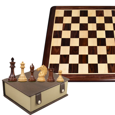3.9" Exclusive Alban Staunton Chess Set Combo - Pieces in Rosewood with Board and Box