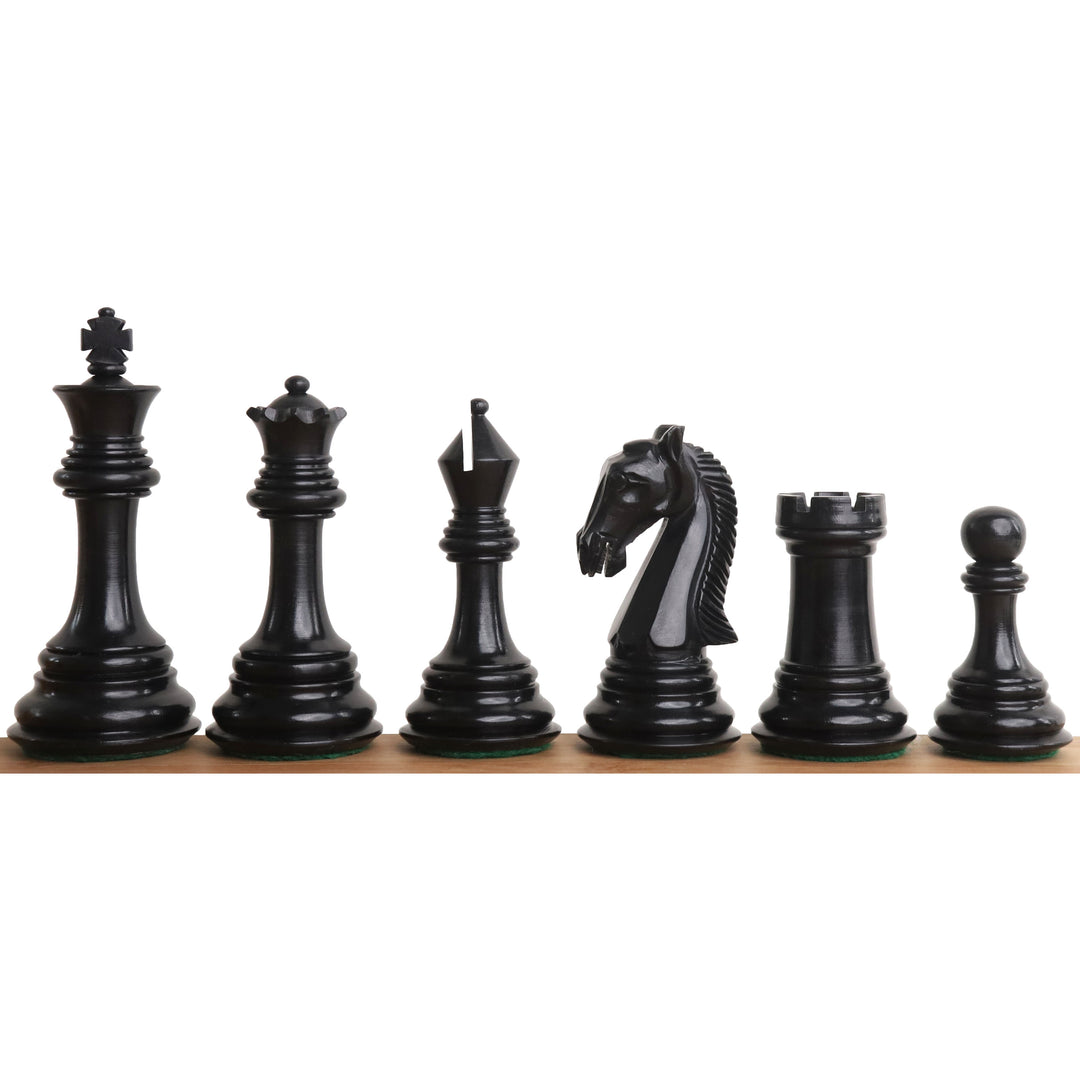 3,9" Nyt Columbian Staunton Skaksæt - kun skakbrikker - Ibenholt Træ - Dobbeltvægtet