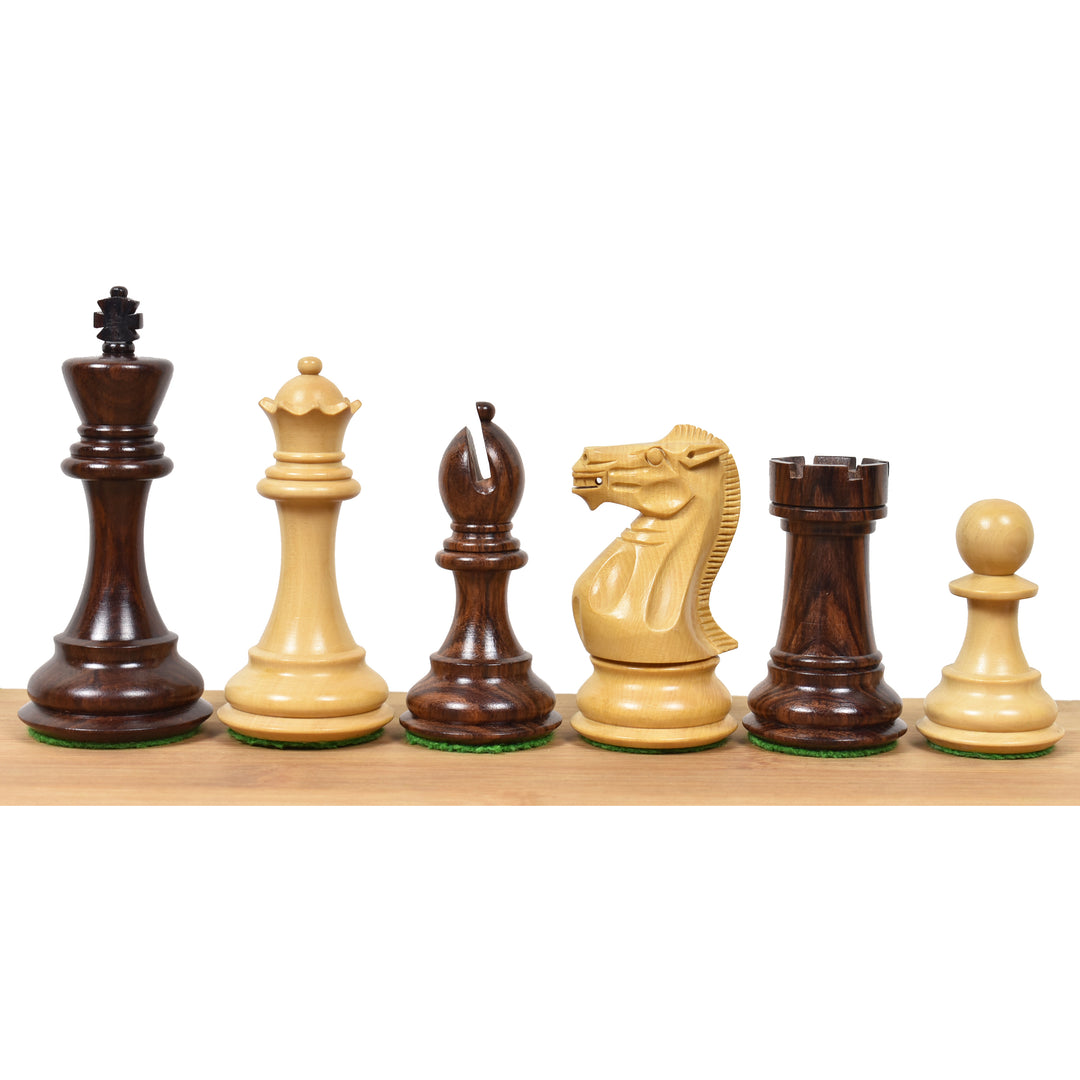 Piezas de ajedrez de madera contrapesadas Pro Staunton de 4,1" con tablero de 21" - Palo de rosa y caja de almacenamiento de madera