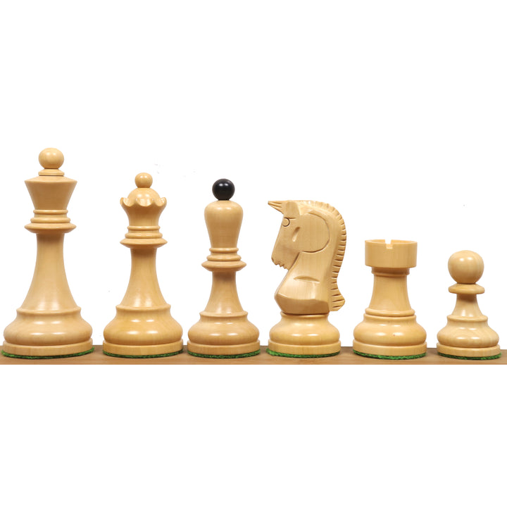 Slightly Imperfect 1950 Reproduced Bobby Fischer 3.7" Dubrovnik Chess Set - Chess Pieces Only Ebonised Boxwood