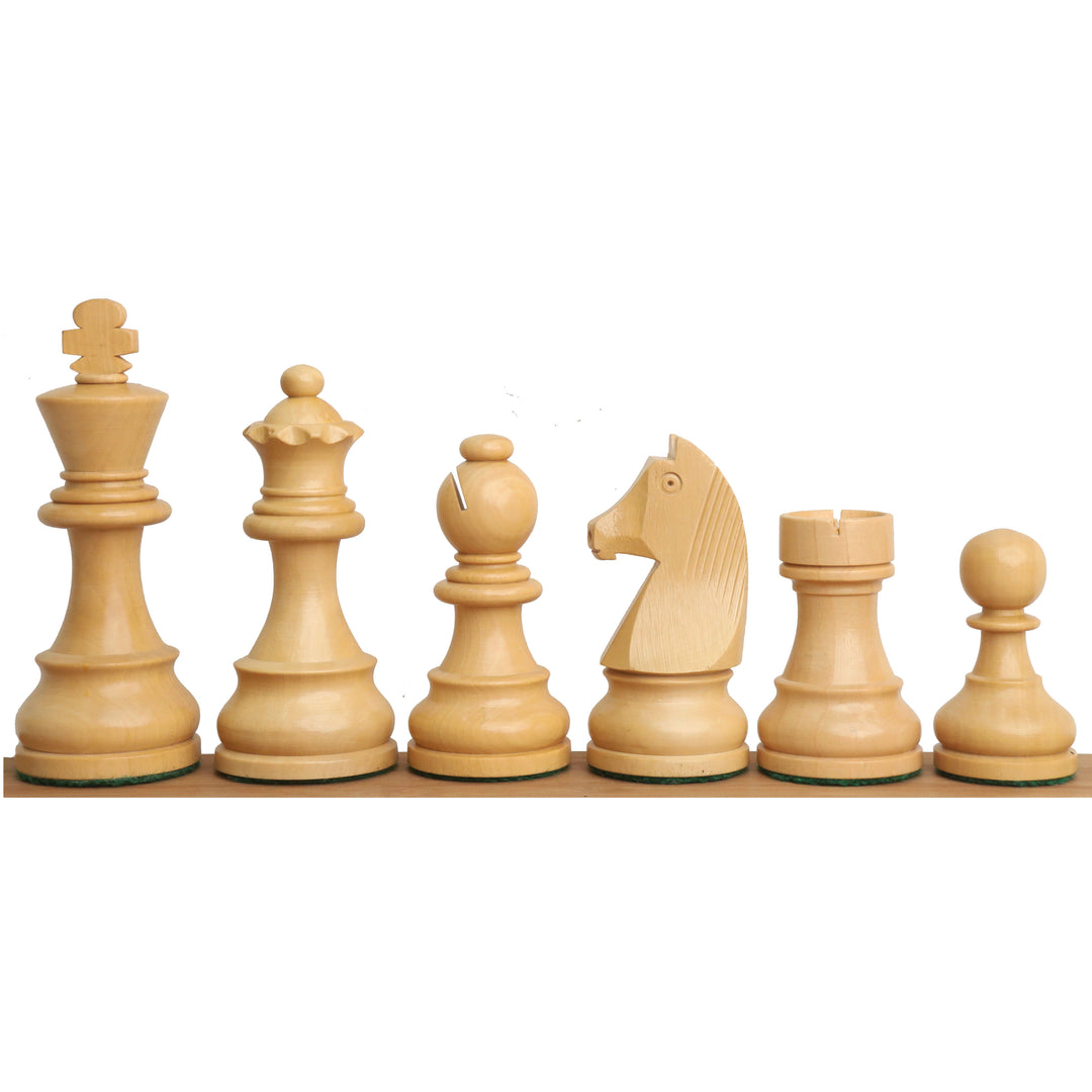 3.9" Tournament Chess Set Combo -Piezas en madera de boj ebonizada con tablero y caja