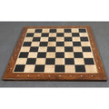 Full flat-lay studio view of a 23 inch Large Ebony and Maple Wood Chessboard with 60 mm squares.