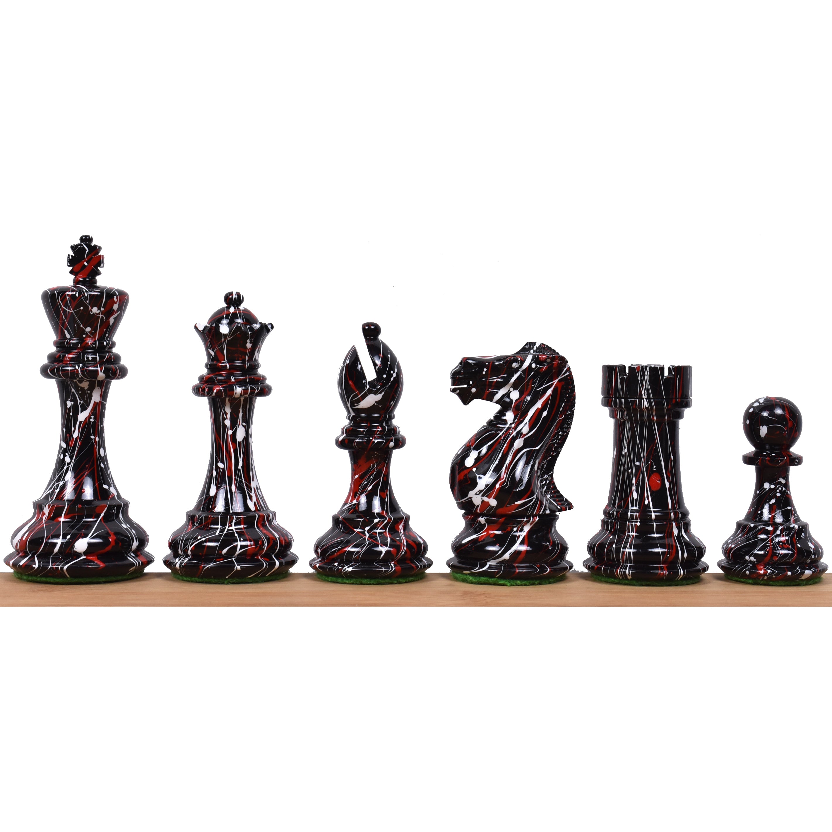 4.1" Texture Painted Staunton Chess Set- Chess Pieces Only - Weighted Boxwood
