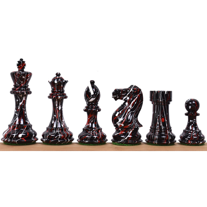 Juego de ajedrez Staunton pintado con textura de 4,1" - Sólo piezas de ajedrez - Madera de boj lastrada