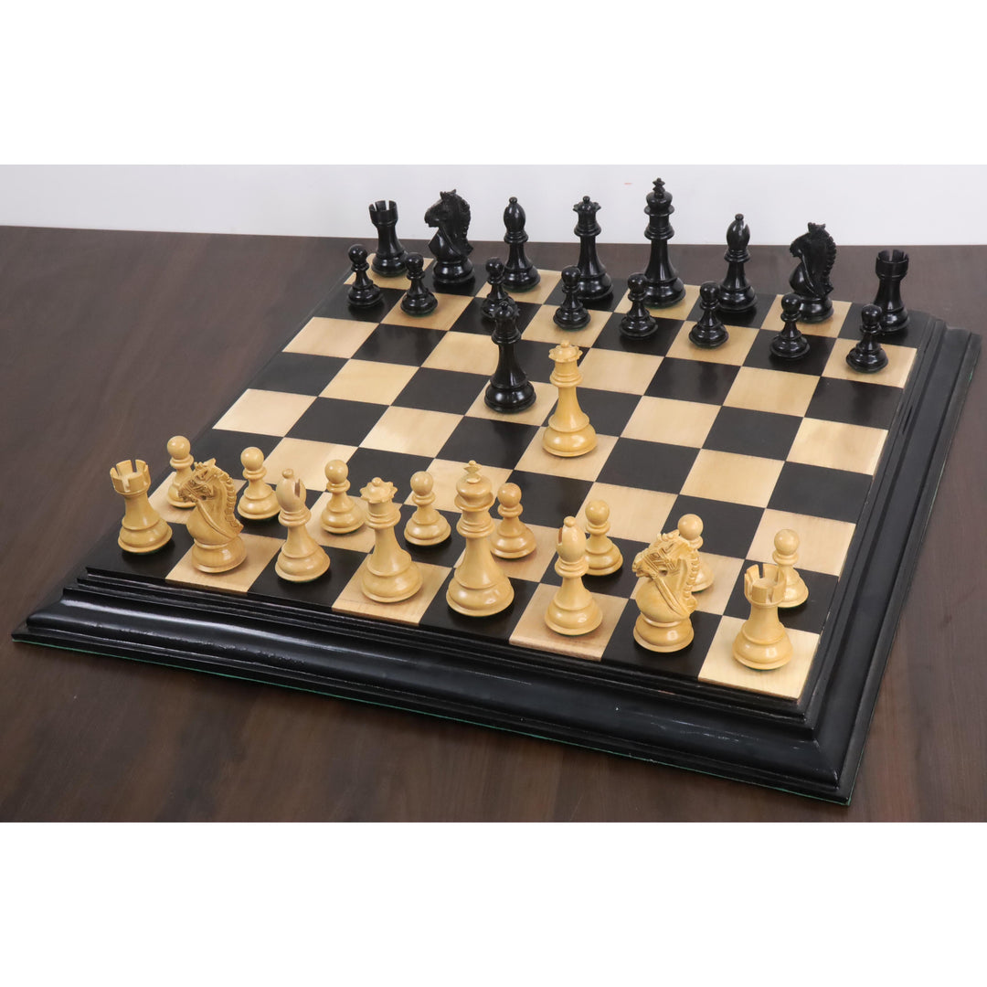 Jeu d'échecs de luxe 4" Bridle Staunton - Pièces d'échecs uniquement - Bois d'ébène et buis