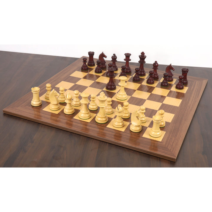 Leicht unvollkommen 3.9" Französisches Chavet Turnierschach Set - nur Schachfiguren - Mahagoni gebeizt & Buchsbaum