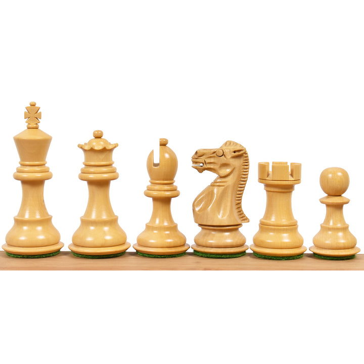 Kombo z 3,1" zestawem luksusowych szachów Pro Staunton - figury z drewna hebanowego z planszą i pudełkiem