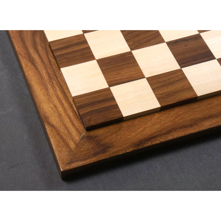 Luksusowa plansza szachowa 21” - złote drewno różane i klon - kwadrat 55 mm
