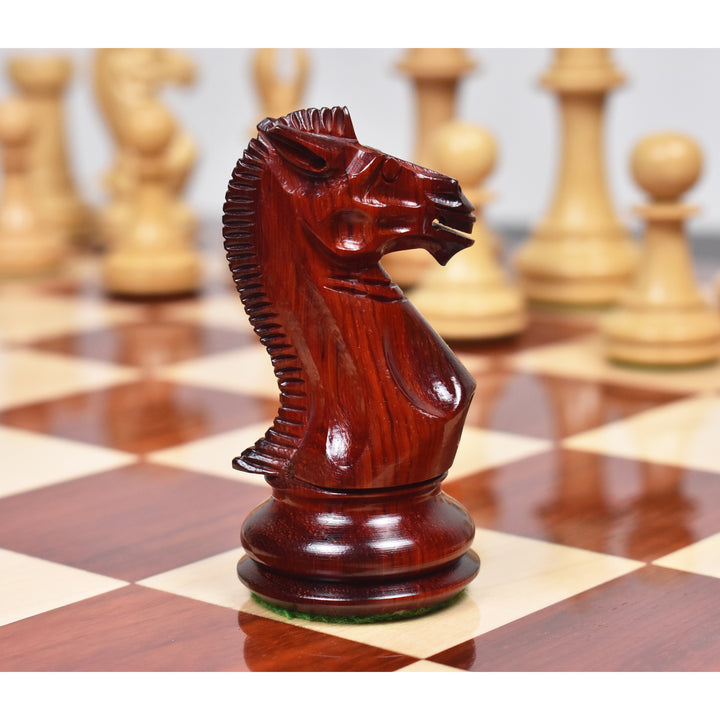 4.1″ Juego de ajedrez de lujo Traveller Staunton - Sólo piezas de ajedrez - Madera de rosal y boj